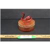 Image 1 : Jeanette Amerina Glass Swan Powder Dish - Approx. 5" Tall