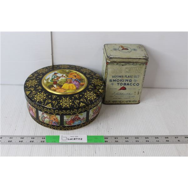 (2) Vintage Tins- Old Chum Smoking Tobacco & Courting Musician