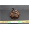 Image 1 : Jeanette Brown Glass Swan Powder Dish - Approx. 5" Tall