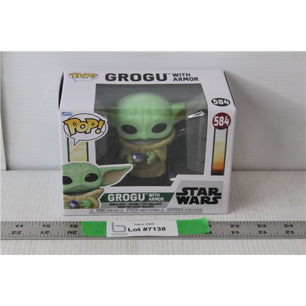 #584 Funko Pop Star Wars Grogu with Armor Bobblehead 4" Tall NIB