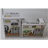 Image 2 : (2) Funko Pop Figurines- #584 Grogu Bobblehead 4" Tall & #585 The Mandalorian Bobblehead 4.5" Tall N