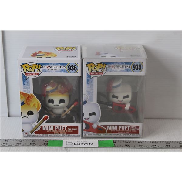 (2) Funko Pop Ghostbusters Mini Puft Figurines 3.5" Tall #935 & 936 NIB