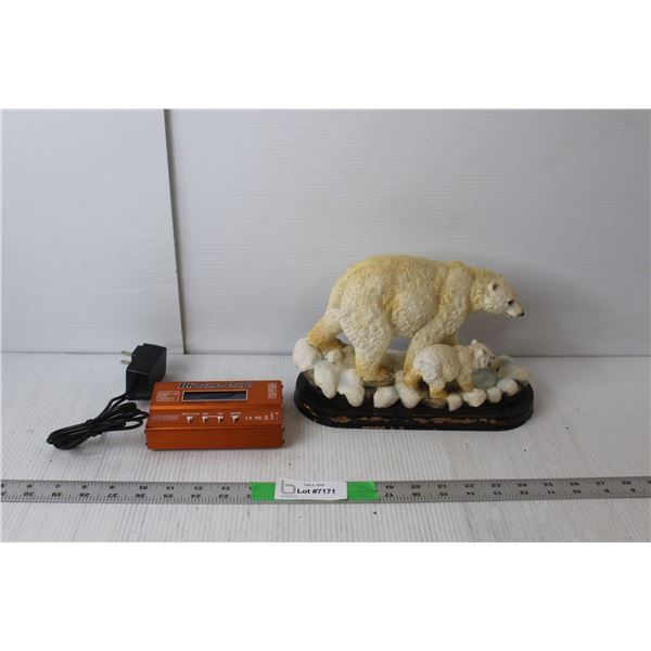 B6 Balance Charger- Powers On, Resin Polar Bear & Cub Statue 7" Tall