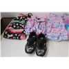 Image 3 : Girls Pyjama Lot- Pants, Shirts, Dress- 7/8 & 10/12, Toddler Shoes-8