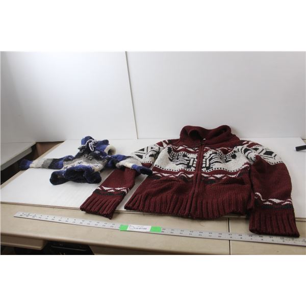 (2) Wool Sweaters- Baby Sized, No Zipper & Bluenoses Adult- M, Some Staining