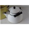 Image 4 : Enamel Pot w/ Lid, Enamel Kettle- 8'' Tall, w/ (2) Extra Lids