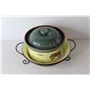 Image 2 : Decorative Ceramic Pot w/ Lid & Bowl On Holding Rack