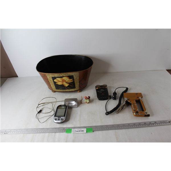 BIOS Temperature Probe Reader- As Is , Bostitch Stapler, Flower Themed Metal Decor Bin, Misc.