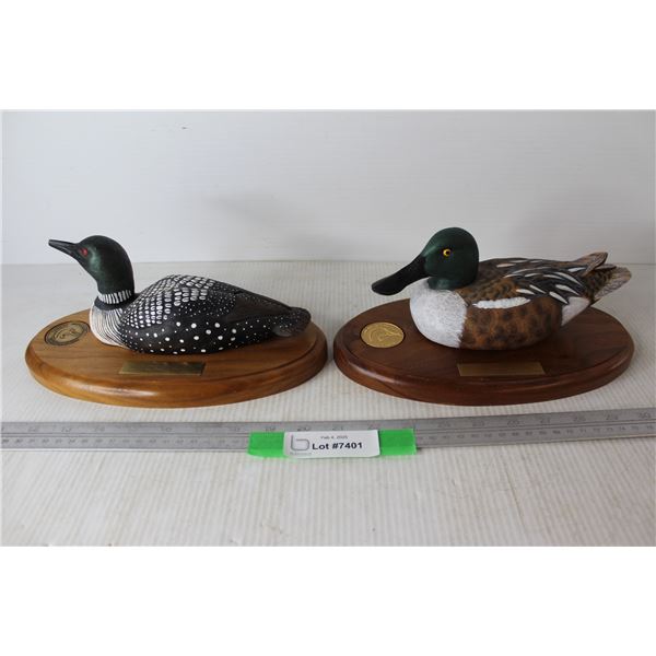 (2) Ducks Unlimited Saskatchewan Artist Bird Ornaments- (1) Has Chip On Beak