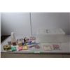 Image 1 : Nail Craft Supplies with Clear Tote- Glitter, Stickers, UV Top Coat, Misc.