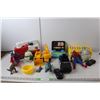 Image 1 : Toy Lot- Piano, Vehicles, Spider Man, Fisher Price Laptop, Misc.