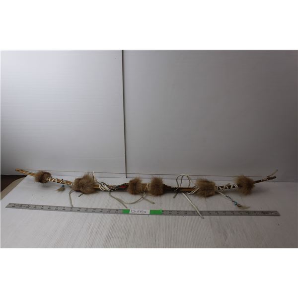 Painted Wood Bow with Fur 39" Long