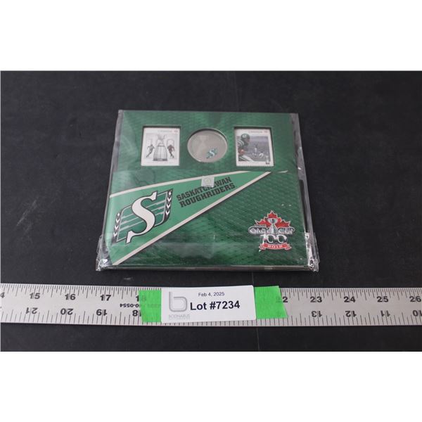 Saskatchewan Roughriders 2012 Grey Cup 25 Cent Coin & Stamps
