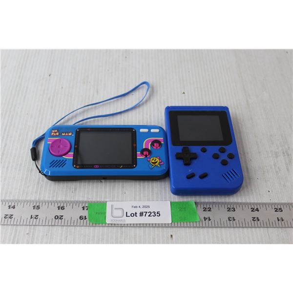 Ms. Pac-Man Handheld Game & 400 in 1 Handheld Game, Both Power On