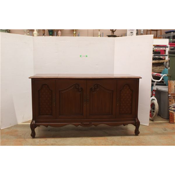 *Vintage Wooden Vinyl Record Player 50'' x 18 1/2'' x 20'' - Tested, Missing Needle