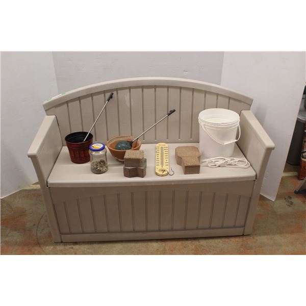 **Suncast Plastic Outdoor Bench with Contents 59'' x 22'' x 30''