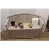 Image 1 : **Suncast Plastic Outdoor Bench with Contents 59'' x 22'' x 30''