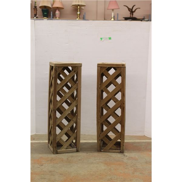 *(2) Wooden Plant Stands 9 3/4'' x 9 3/4'' x 32''