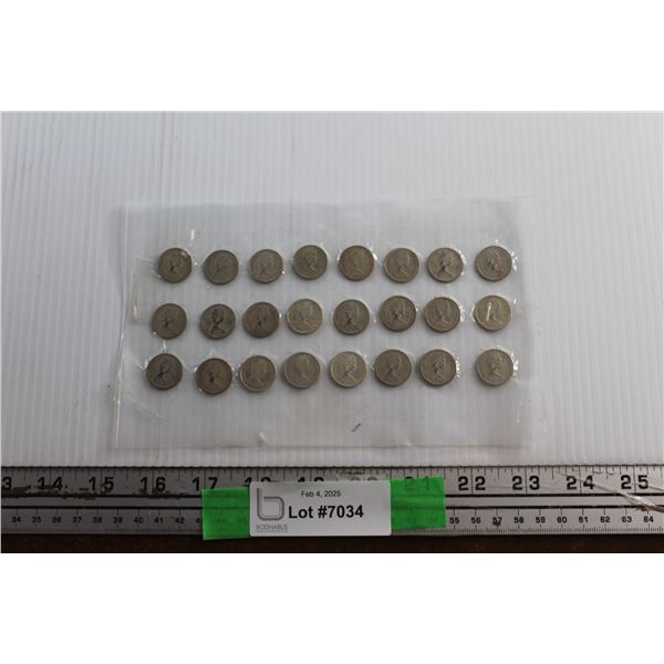 (24) 1968 Canadian 10 Cent Coins