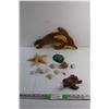 Image 1 : Sea Shells, Wooden Dolphin Decor, Turtle Trinket Holder and Dried Starfish