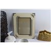 Image 5 : Bread Knives, Wicker Basket, Porcelain Tissue Holder, Photo Frame 7'' x 4 1/2'', Soap Dispenser and 