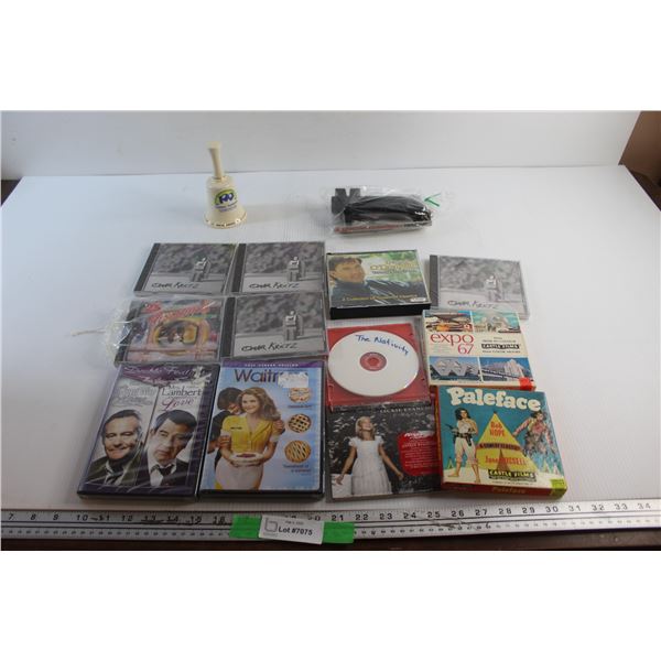 Knife Sharpener, Century Saskatoon Ceramic Bell and (12) Audio CDs - Daniel O Donnell, Omar Kretz an