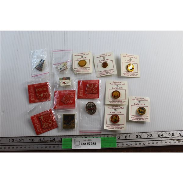 Coca Cola and West Edmonton Mall Label Shirt Pins