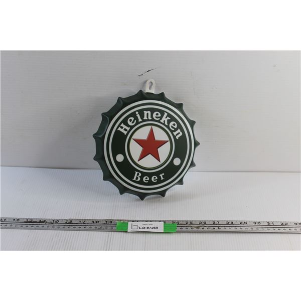 Heineken Bottle Cap Sign 9''