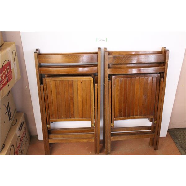 * (4) Wooden Folding Chairs 35" Height Collapsed