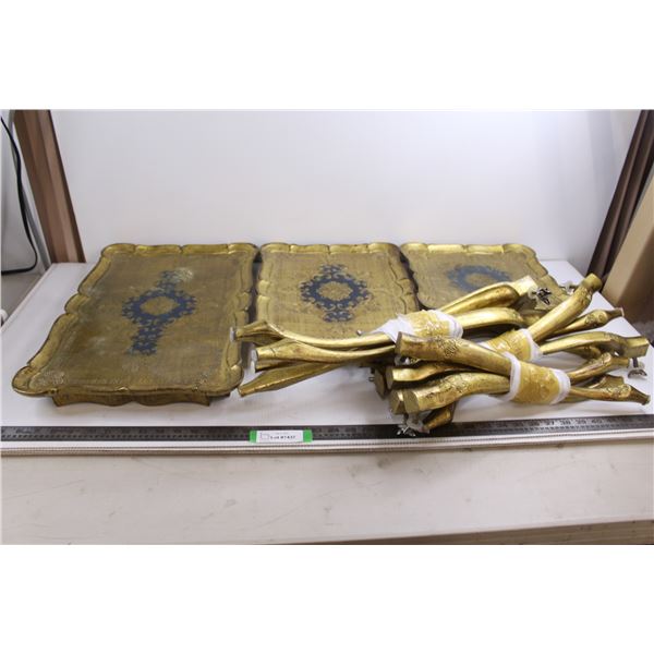 Set of 3 Italian Nesting Tables & 12 Legs - Largest 21.5" x 14" x 23" Tall