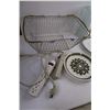 Image 4 : Metal Basket, Glass Vase, (3) Dinner Plates, Shower Curtain, (2) Narrow Window Curtains 88" Length, 