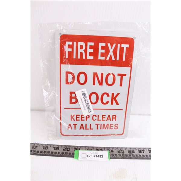 Metal Sign "Fire Exit - Do Not Block - Keep Clear At All Times" 10" x 7" NIB