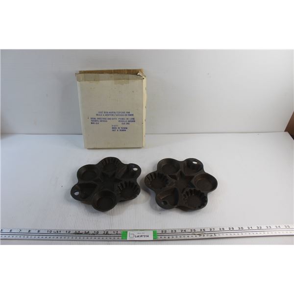 (2) Cast Iron Muffin/Cupcake Pans