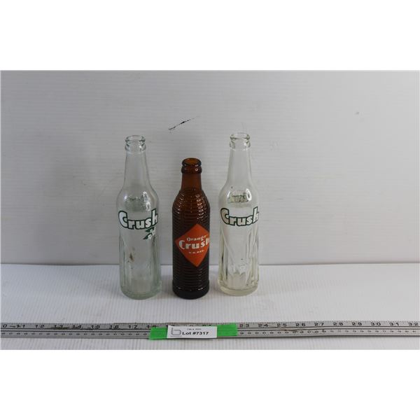 (3) Vintage Crush Glass Bottles