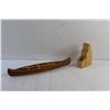 Image 5 : Saskatchewan Centennial 2005 Wooden Pen Holder and Carved Wood Kayak Decor