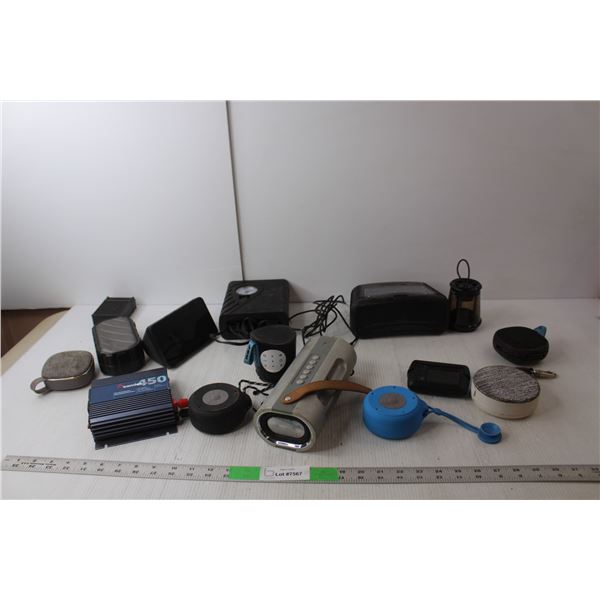 Electronics Lot- Bluetooth Speakers, Samlex DC-AC Inverter, Slime Tire Inflator, Misc.