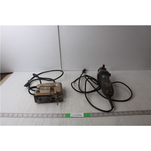 Black & Decker Vintage Jigsaw, Mastercraft 4.5" Angle Grinder, Both Power On