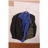 Image 3 : (4) Men's Suit Jackets- Approx. Size 18, (2) Pants- Size 34 (2) Dress Shirts, Tie