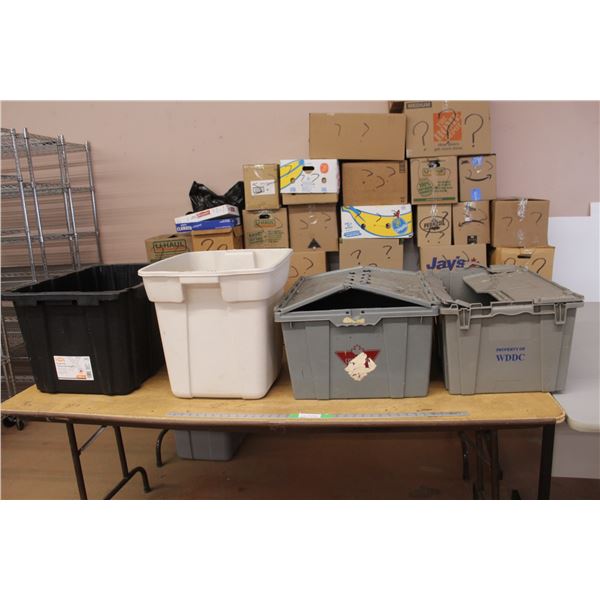 *(4) Plastic Tubs, No Lids- As Is Up to 28.25" Long x 19.75" Wide x 15" Tall