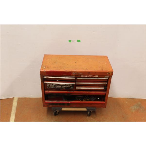 *Orange Tool Chest 26" Long x 12" Wide x 18" Tall with Tools- Allen Keys, Drill Bits, Nut Drivers, M