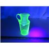 Image 3 : Bruckner & Hobbs Vaseline/Uranium Glass 1890's Threaded Small 6 1/2" Pitcher - Rare