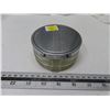 Image 1 : Dominion Pressed Glass " Tulip Panels" Chrome Lid Powder Jar