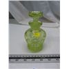 Image 1 : Imperial Glass Yellow Geometric Floral Pattern Vintage Perfume Bottle