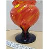 Image 2 : 7" Kralik "Tango or Crayon" Czech art glass circa 1930's - orange and yellow with blue base