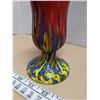Image 2 : 9-1/2" Kralik "Tango or Crayon" Czech art glass circa 1930's - red with yellow and blue
