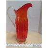 Image 2 : 13" MCM blown glass art glass jug - red