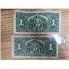Image 2 : Pair of 1937 Canadian $1 bills