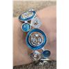 Image 1 : Vintage costume jewellery, expansion bracelet.  Blue enamel, pretty blue stones and rhinestones.  No