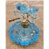 Image 1 : Vintage blue glass perfume bottle atomizer by I.W, Rice Company.  Made in Japan, marked "West German