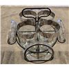 Image 2 : Vintage Dorothy Thorpe MCM silver banded 4 highball glasses and coasters in metal caddy.  Look like 